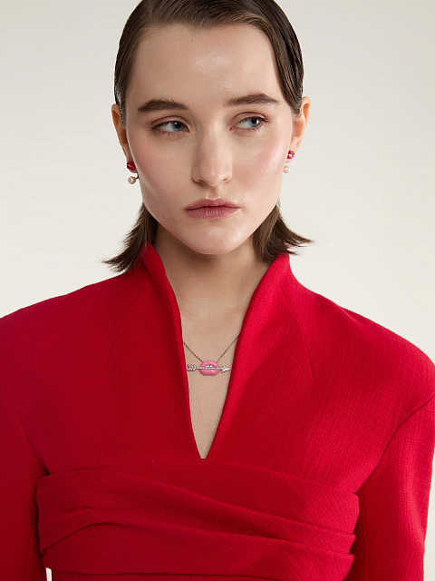 Колье с кулоном из белого золота с розовой эмалью и бриллиантами, 7 Колье с кулоном из белого золота с розовой эмалью и бриллиантами, 7