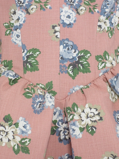 Розовое платье-мини из хлопка с цветочным принтом и открытыми плечами, 4 Розовое платье-мини из хлопка с цветочным принтом и открытыми плечами, 4