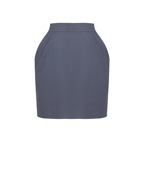 Темно-синяя льняная юбка с вышивкой, 1