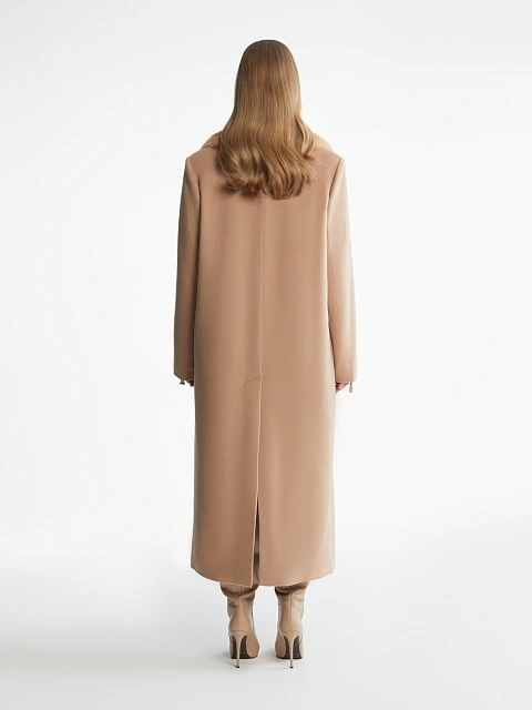 Бежевое однобортное кашемировое пальто, 4 Бежевое однобортное кашемировое пальто, 4