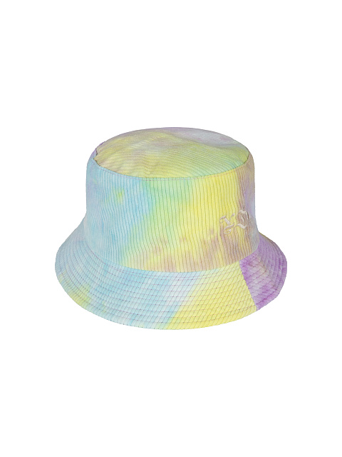 Tie-dye панама из вельвета с бежевой вышивкой, 1