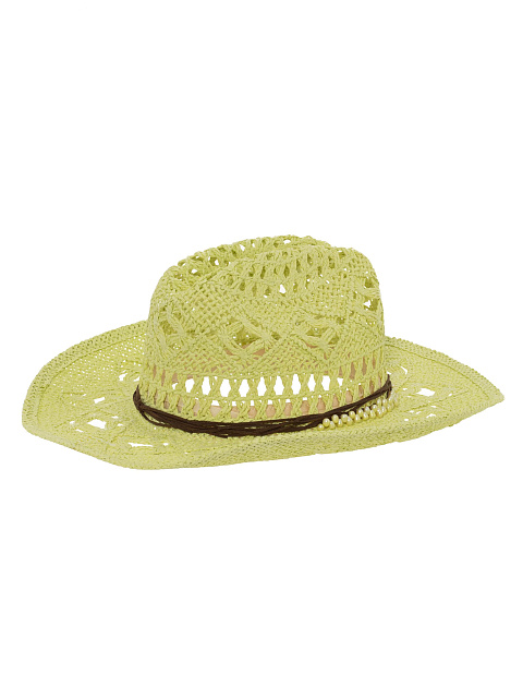 Салатовая соломенная шляпа с декором из жемчуга, 3