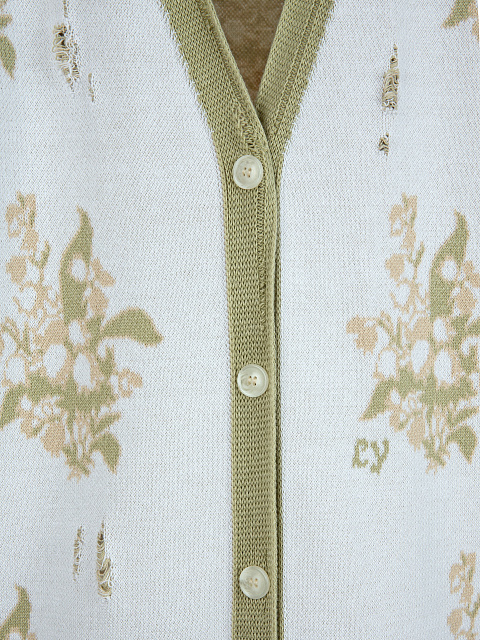 Удлиненный белый кардиган с ландышами, 3