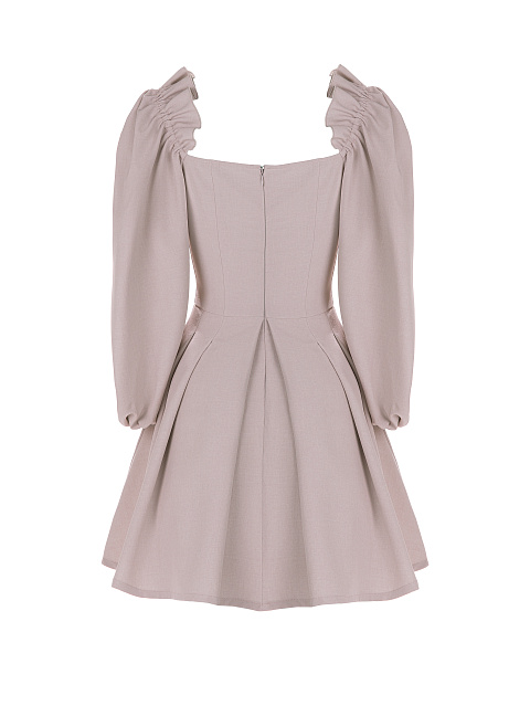 Розовое хлопковое платье с вырезом каре, 2