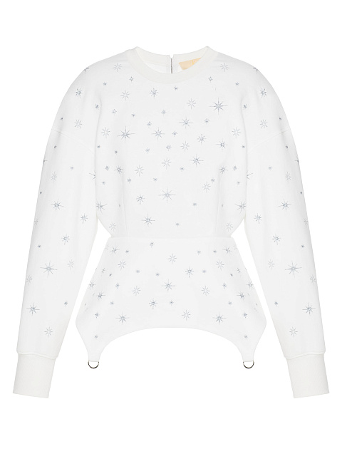 Белый свитшот из футера с вышивкой в виде снежинок, 1 Белый свитшот из футера с вышивкой в виде снежинок, 1