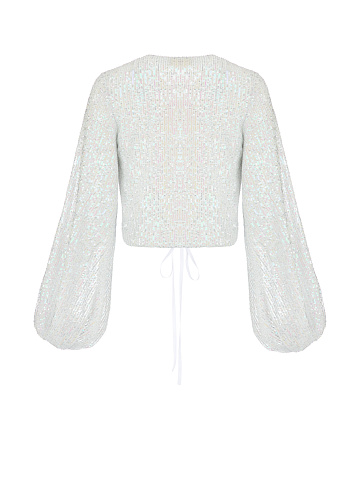 Белая блузка на запах в пайетках, 2