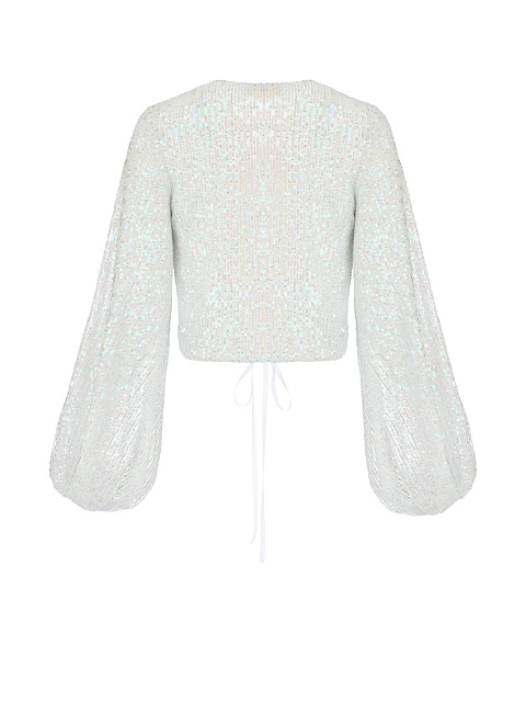 Белая блузка на запах в пайетках, 2