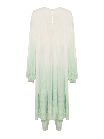 Бирюзовый костюм-двойка с вышивкой, 2