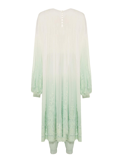 Бирюзовый костюм-двойка с вышивкой, 2