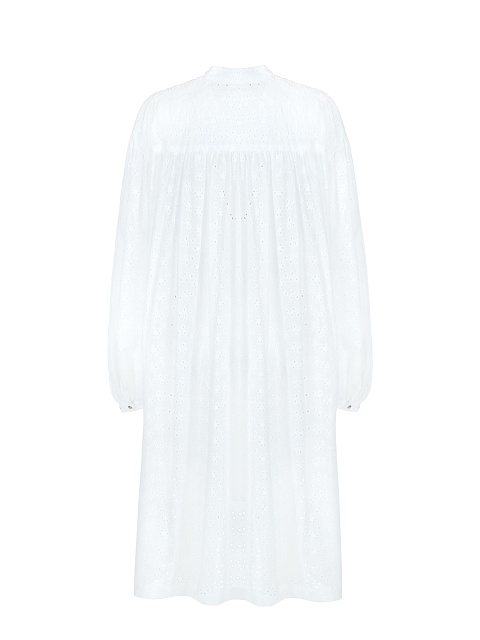 Белое объемное платье-рубашка из хлопка, 3