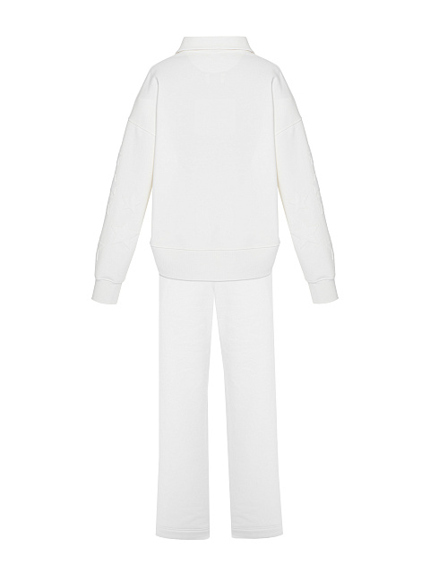 Белый монохромный трикотажный костюм с нашивкой, 3