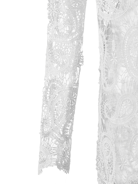 Белое кружевное платье-миди с открытой спиной, 3