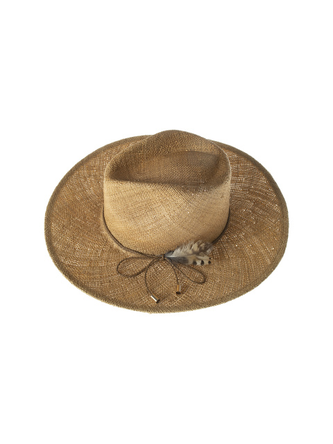 Соломенная шляпа с кожаной отделкой и пером, 1
