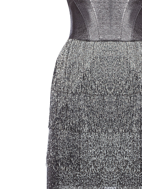 Серебряное кожаное платье-мини с бахромой, 3 Серебряное кожаное платье-мини с бахромой, 3