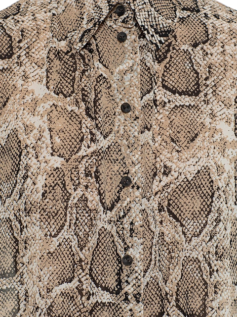 Бежевая блузка из шифона со змеиным принтом, 3