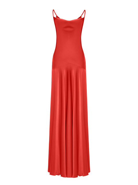 Красное атласное платье-макси, 1