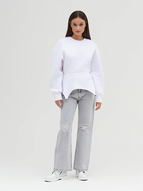 Белый свитшот с баской и молнией на спине, 5 Белый свитшот с баской и молнией на спине, 5