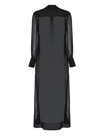 Черное прозрачное платье-рубашка из шелка, 2