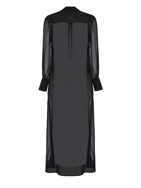 Черное прозрачное платье-рубашка из шелка, 2