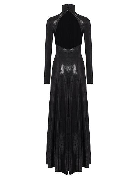 Черное трикотажное платье-макси с люрексом, 2