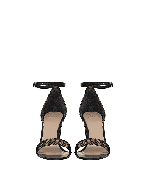 Бежево-черные босоножки с кружевом, 2 Бежево-черные босоножки с кружевом, 2