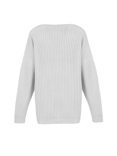 Белый шерстяной свитер в рубчик, 3