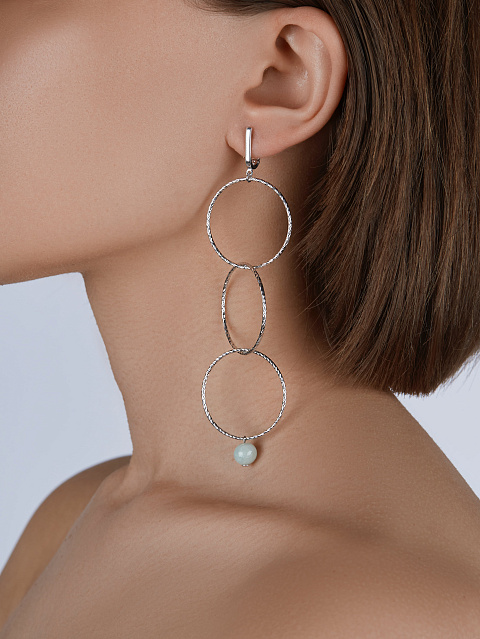 Серьги из серебра с жадеитом, 2 Серьги из серебра с жадеитом, 2