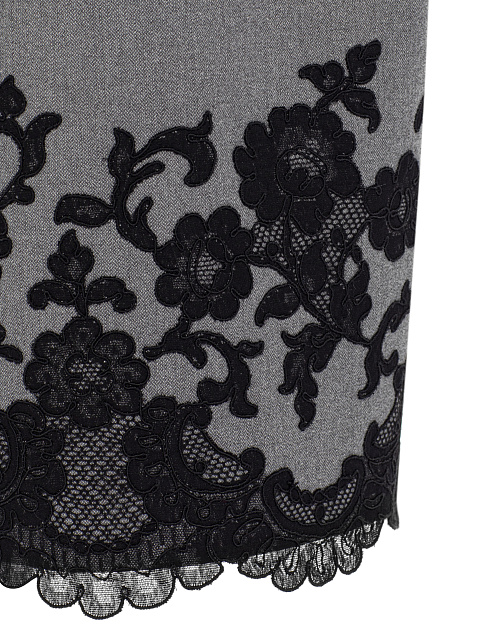 Серое платье-миди с черным кружевом, 4