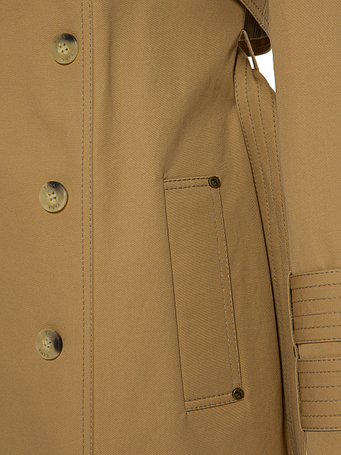 Бежевый двубортный тренч из хлопка, 4