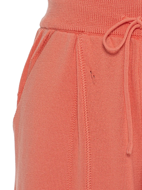 Коралловый вязаный комплект из кардигана, топа и брюк, 7