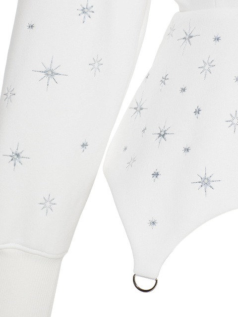 Белый свитшот из футера с вышивкой в виде снежинок, 3 Белый свитшот из футера с вышивкой в виде снежинок, 3