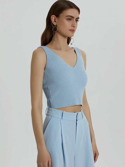 Голубой трикотажный топ-лапша, 5 Голубой трикотажный топ-лапша, 5
