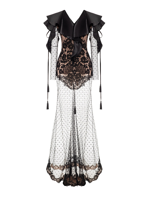 Платье-макси из черной сетки с кружевом, 2 Платье-макси из черной сетки с кружевом, 2