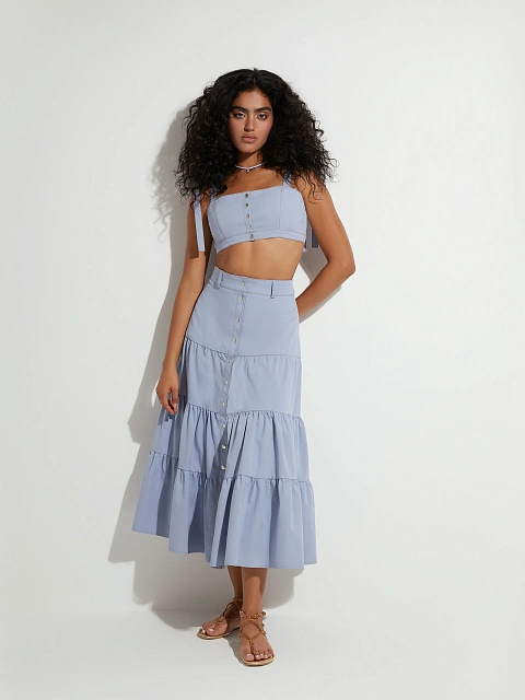 Голубой костюм из джинсовой ткани, 2