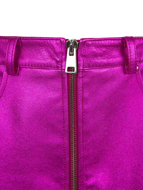 Кожаная мини-юбка цвета фуксии с металлик эффектом, 3 Кожаная мини-юбка цвета фуксии с металлик эффектом, 3