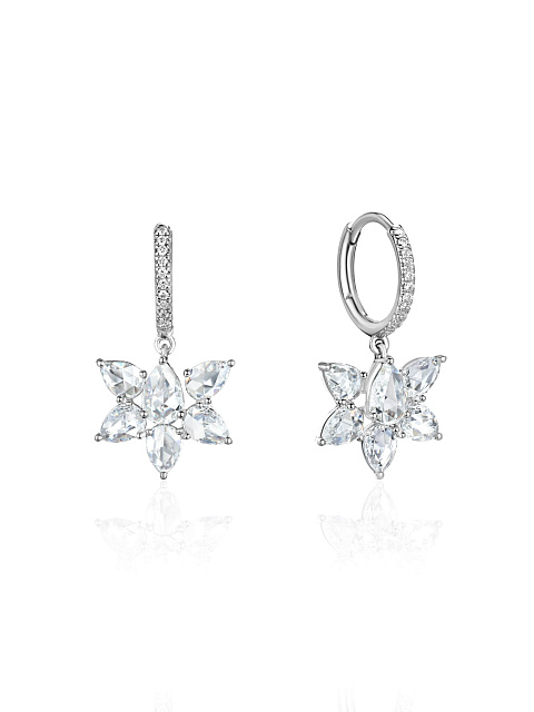 Хупсы из белого золота с бриллиантами Rose Cut, 1