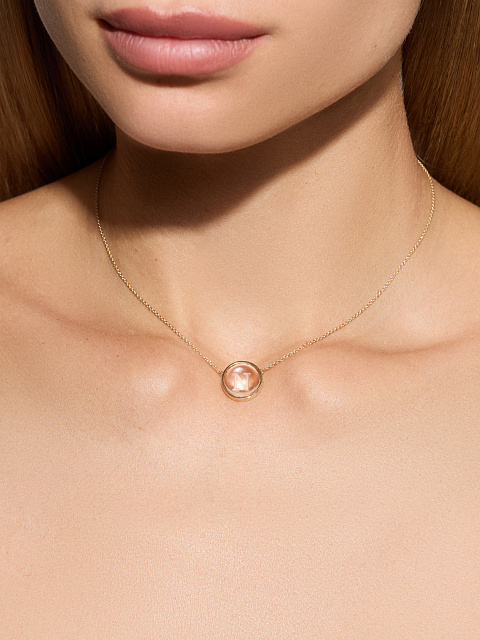 Колье с кулоном с буквой N из желтого золота с горным хрусталем, 3