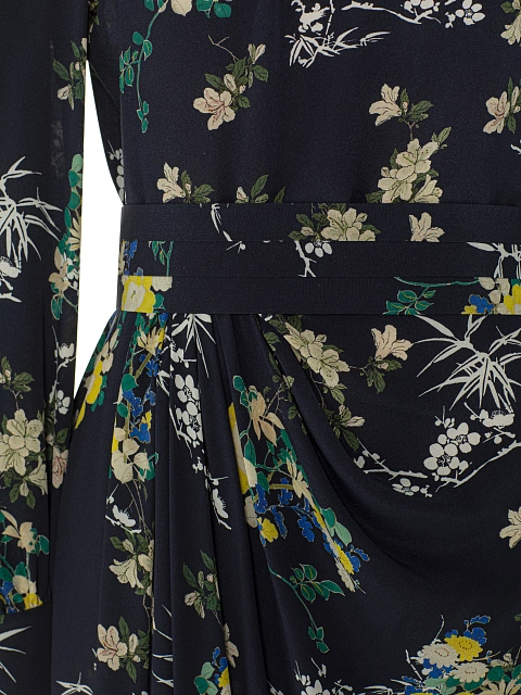 Темно-синее платье-миди с цветочным принтом, 3 Темно-синее платье-миди с цветочным принтом, 3