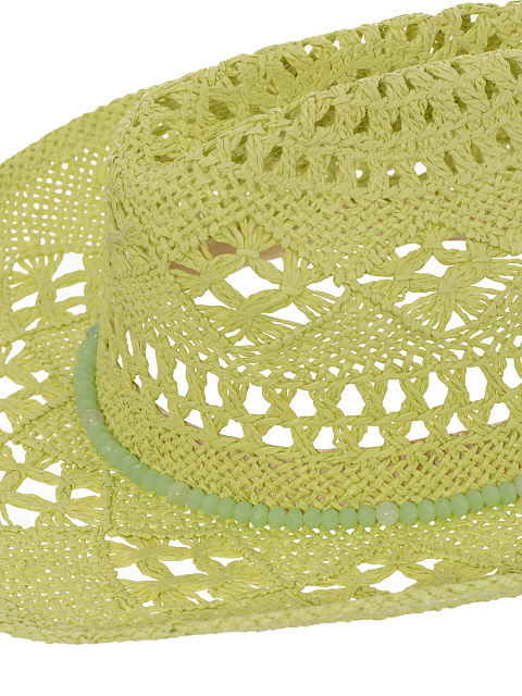 Салатовая соломенная шляпа с декором из берилла и лунного камня, 4 Салатовая соломенная шляпа с декором из берилла и лунного камня, 4