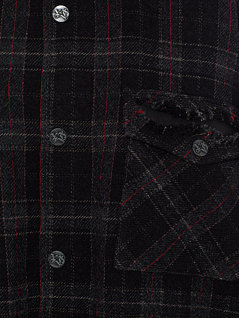 Объемная черная рубашка в клетку, 3