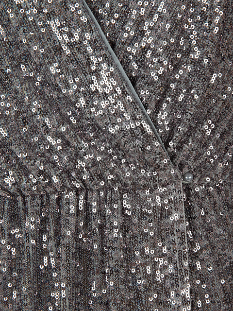 Серое платье-миди на запах в пайетках, 3 Серое платье-миди на запах в пайетках, 3