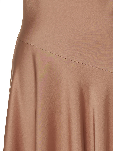 Бежевое атласное платье-макси, 3
