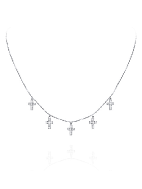Колье из серебра с кулонами в виде крестов с фианитами, 1
