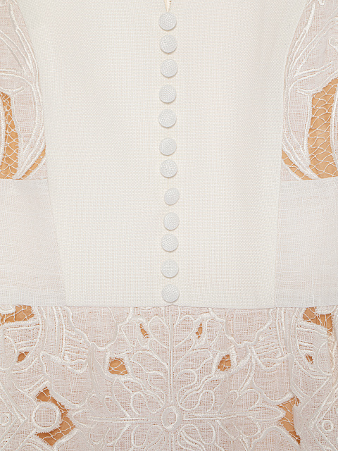 Белое кружевное платье-миди из льна и хлопка, 3 Белое кружевное платье-миди из льна и хлопка, 3