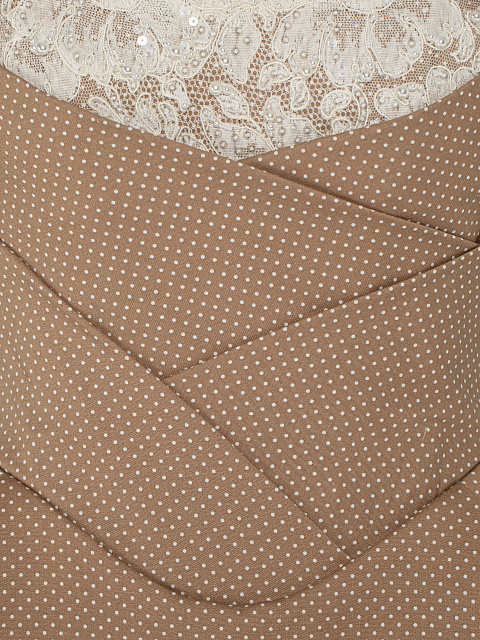 Бежевое платье-мини из хлопка в горошек, 3