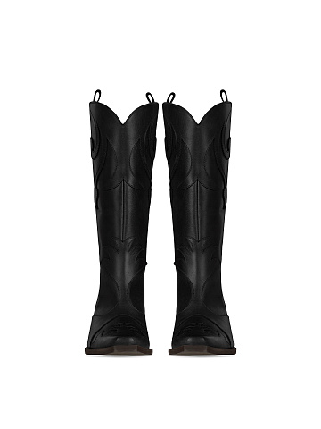 Черные кожаные казаки с цепочкой, 2