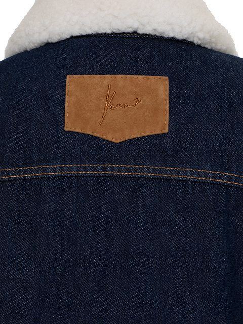 Темно-синяя джинсовая куртка на белой овчине, 4 Темно-синяя джинсовая куртка на белой овчине, 4