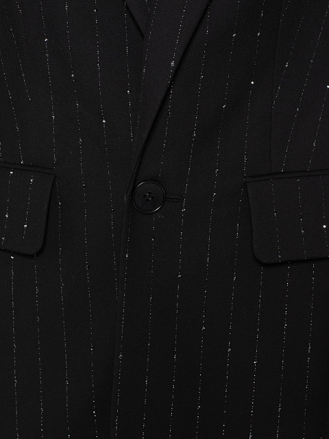 Черный костюм-тройка в полоску со стразами, 8