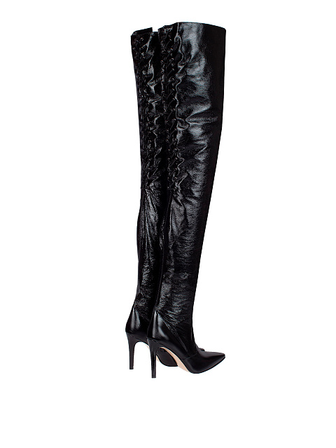 Черные ботфорты из лаковой кожи, 3