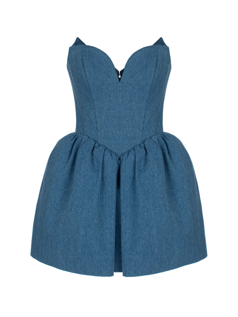 Синее платье-мини из денима, 1